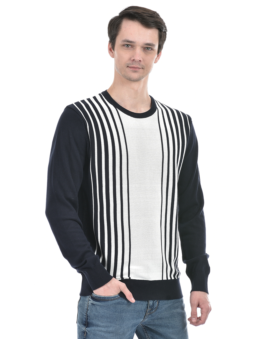 Numero Uno Men Striped Blue Sweater